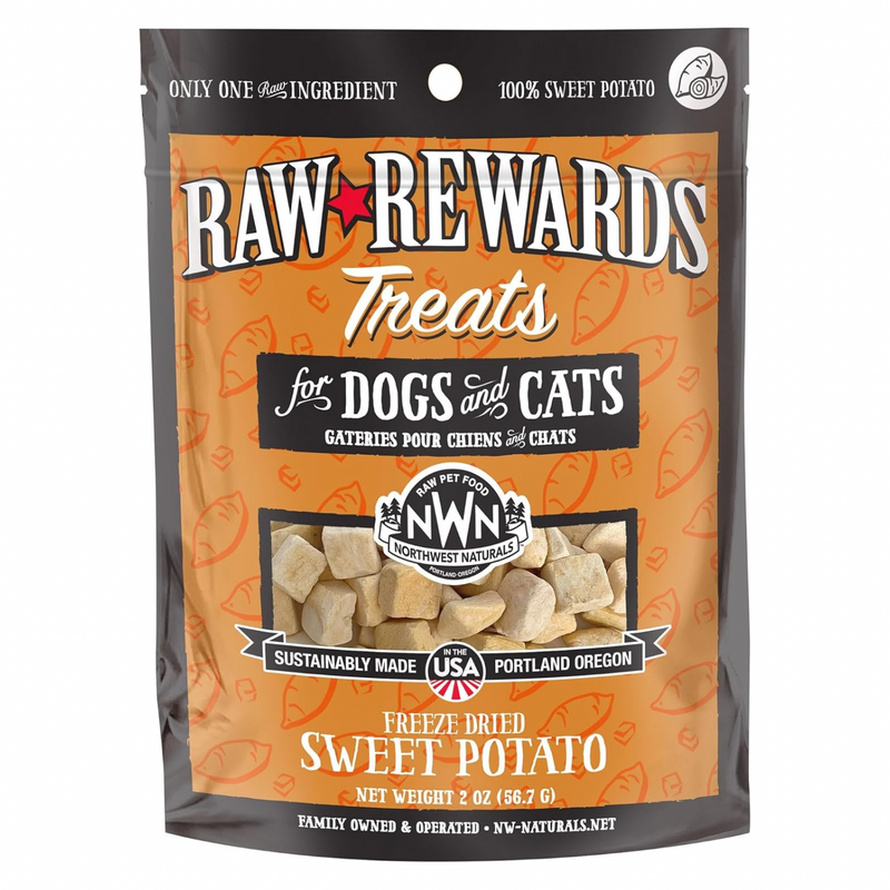 Freeze Dried Treat for Dogs & Cats - RAW REWARDS - Sweet Potato - 2 oz