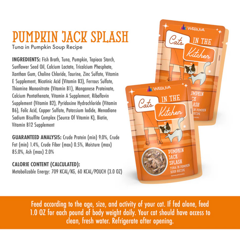 Wet Cat Food - Cats in the Kitchen - Pumpkin Jack Splash - Tuna in Pumpkin Soup - 3 oz pouch