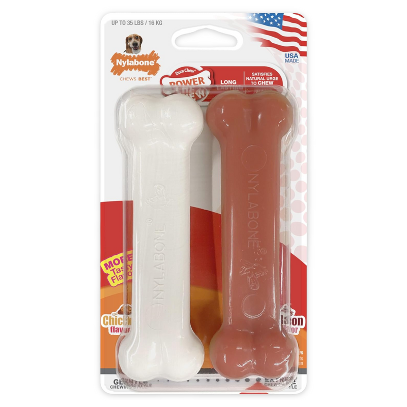 Toy Chew Chew - Power Chew - Bacon et poulet Os durable - Twin Pack