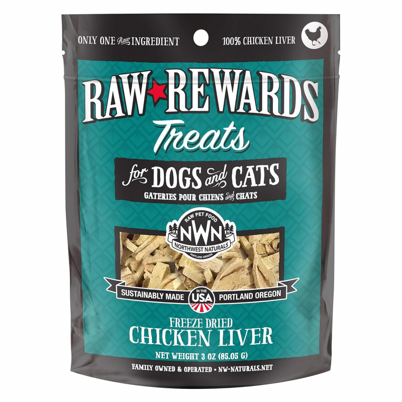 Freeze Dried Treat for Dogs & Cats - RAW REWARDS - Chicken Liver - 3 oz