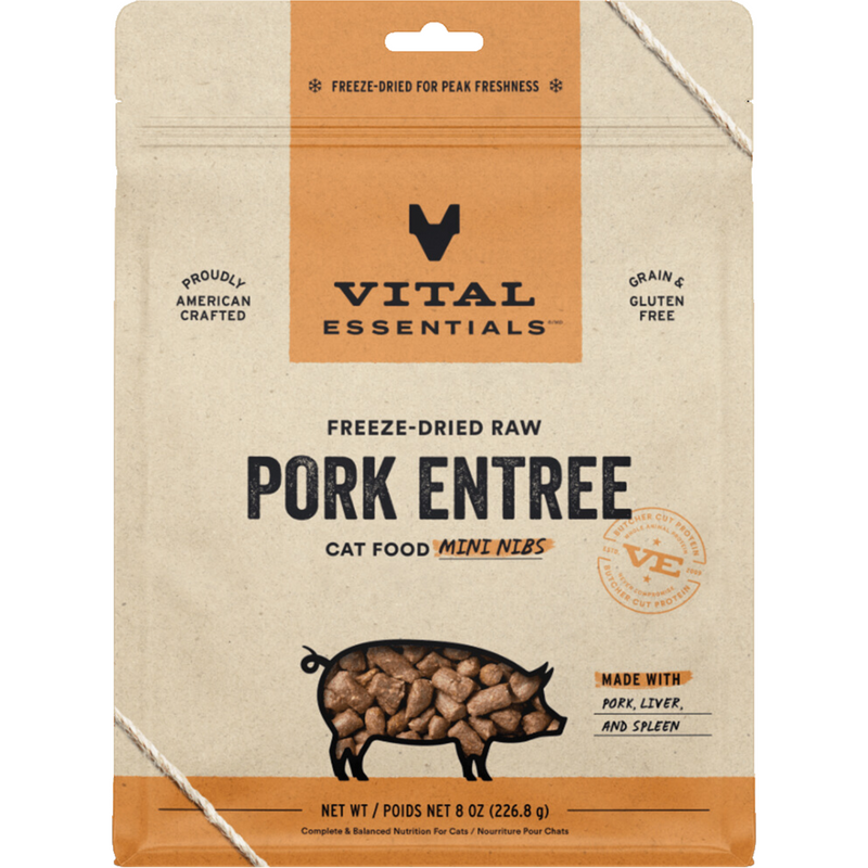 Freeze Dried Cat Food - Pork Entree -  Mini Nibs