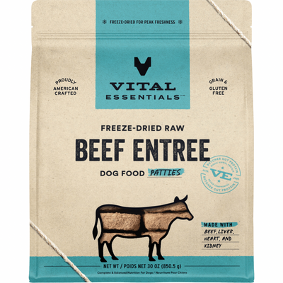 Freeze Dried Dog Food - Beef Entree - Patties - 30 oz