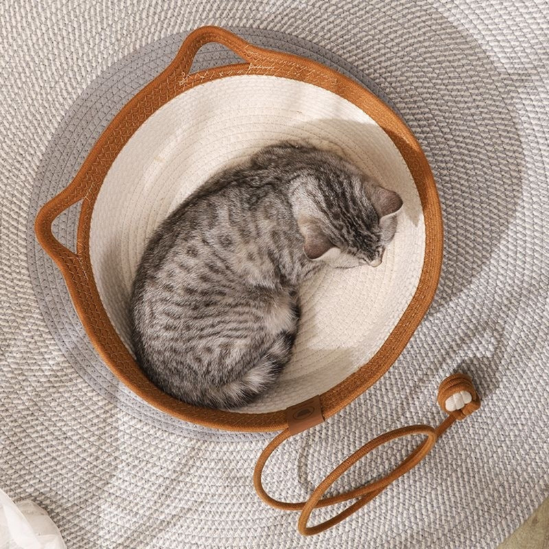 Cotton Rope Woven Cat Bed with Cushion