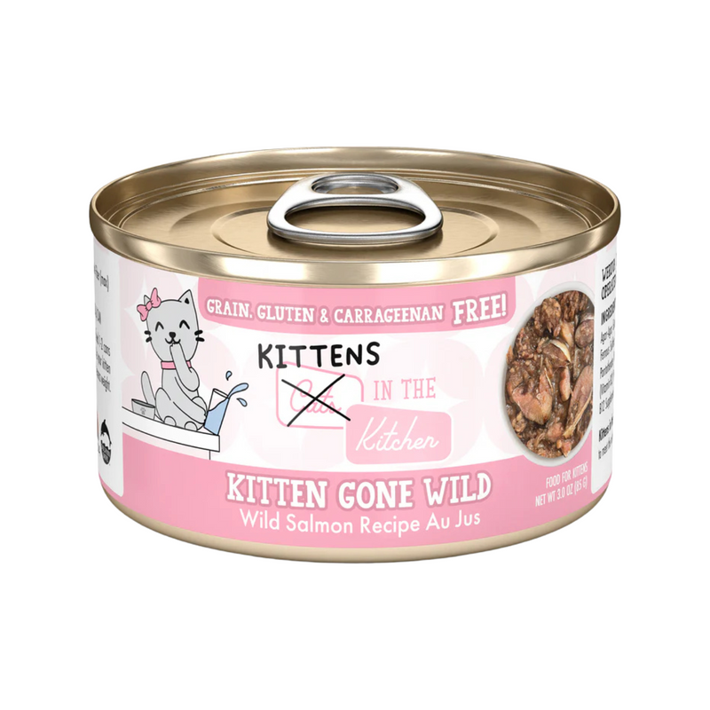 Canned Cat Food - KITTENS in the Kitchen - Kitten Gone Wild - Wild Salmon Recipe Au Jus