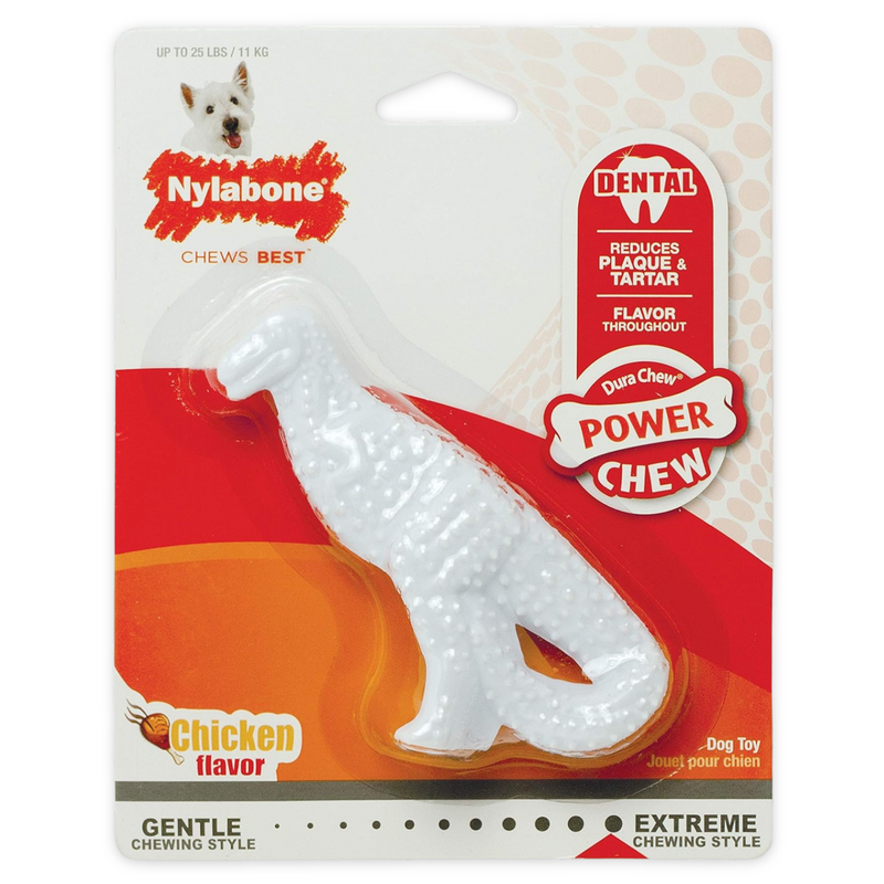 Dog Dental Chew Toy - POWER CHEW - Dental Dinosaur (Chicken Flavor)