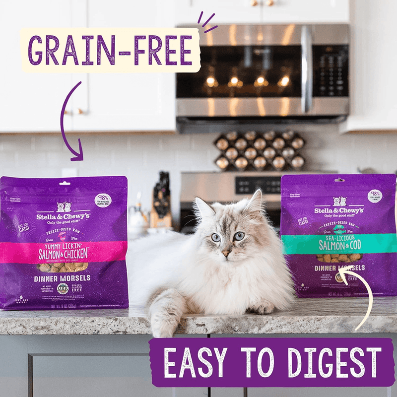 Freeze Dried Cat Food - Plate Lickin' Pork Recipe - Dinner Morsels - J & J Pet Club - Stella & Chewy's