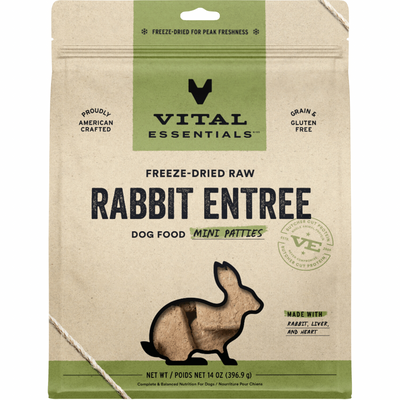 Nourriture pour chiens séchées - Entrée de lapin - Mini Patties - 14 oz