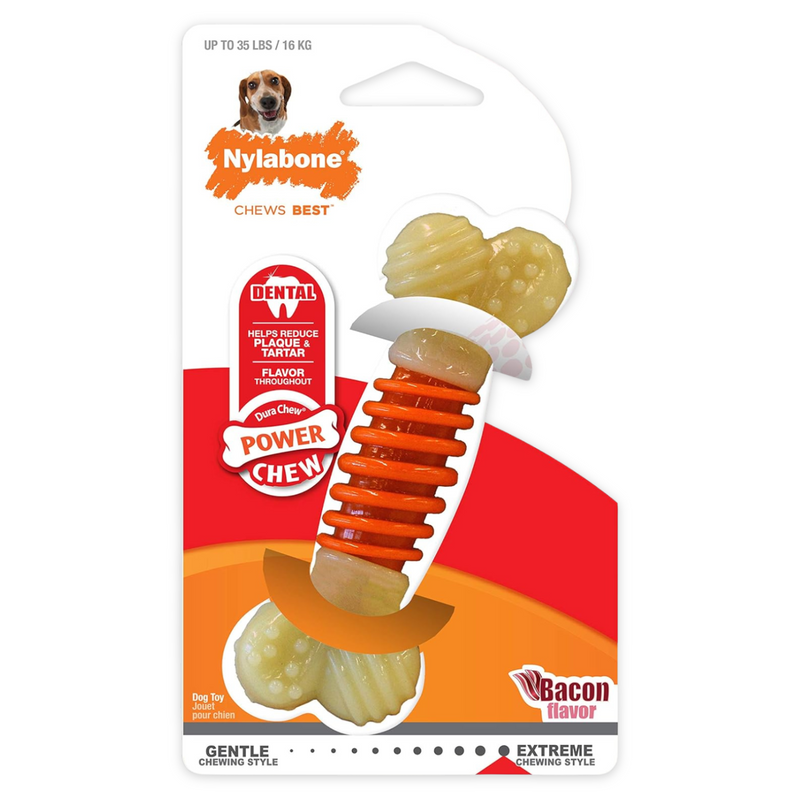 Dog Dental Chew Toy - POWER CHEW - PRO Action (Bacon Flavor)