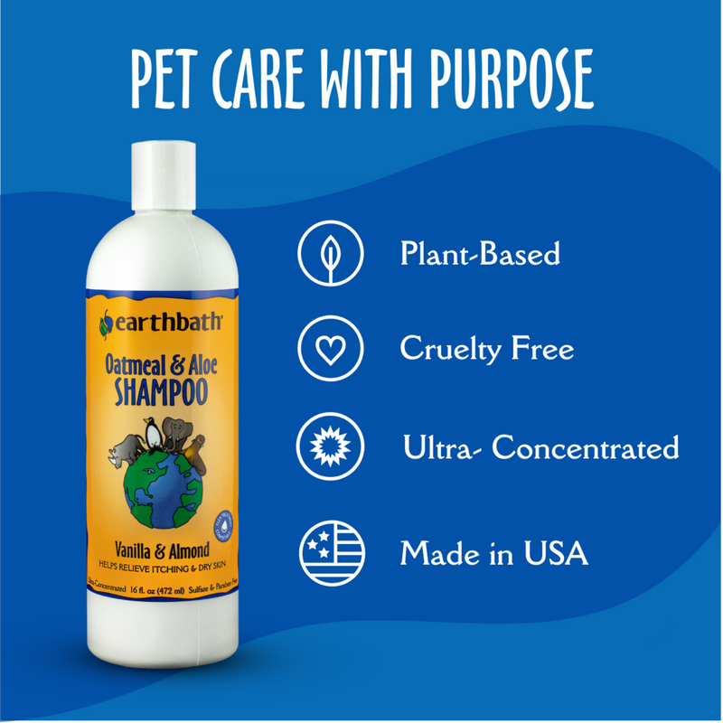 Dog & Cat Shampoo - Oatmeal & Aloe (Vanilla & Almond) - 16 fl oz