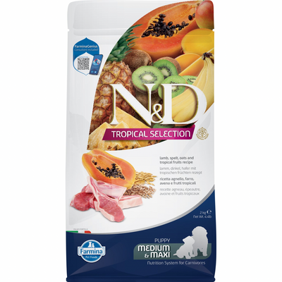 Dry Dog Food - N & D - TROPICAL SELECTION - Lamb, Spelt, Oats & Tropical Fruits - Puppy Medium & Maxi