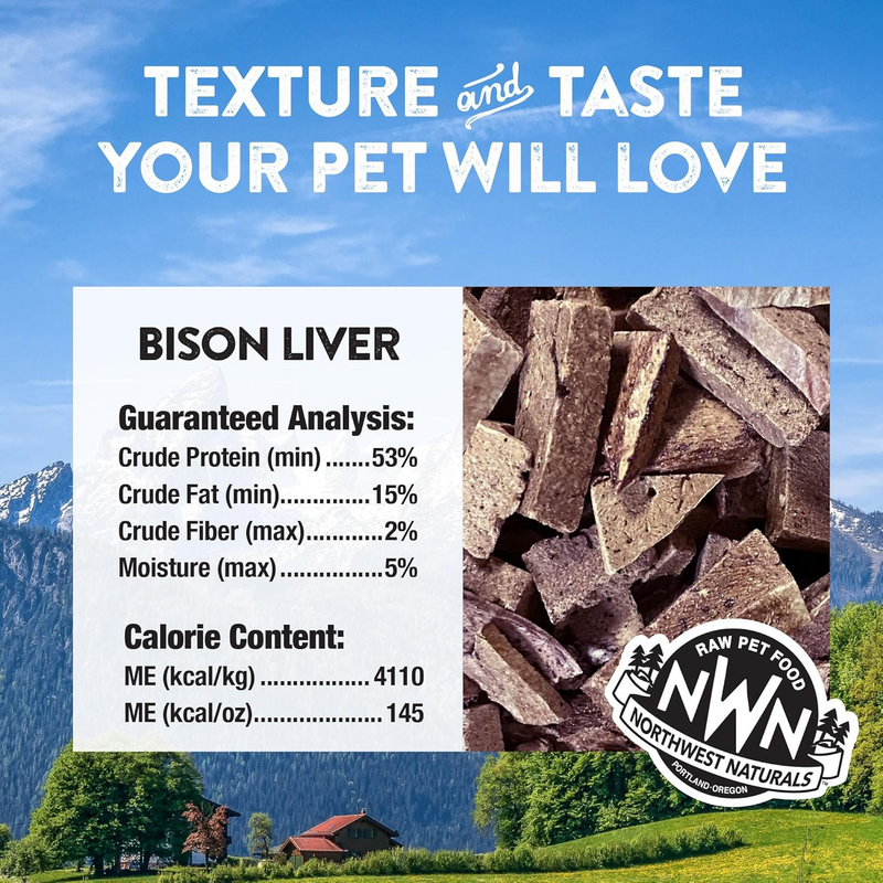 Freeze Dried Treat for Dogs & Cats - RAW REWARDS - Bison Liver - 3 oz