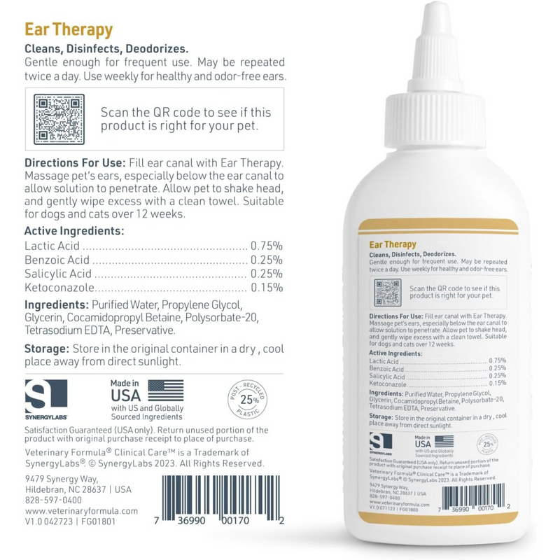 Dog & Cat Ear Wash - Ear Therapy - 4 fl oz