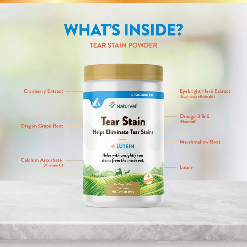 Dog & Cat Supplement - Tear Stain - Helps Eliminate Tear Stains + Lutein - 7 oz powder