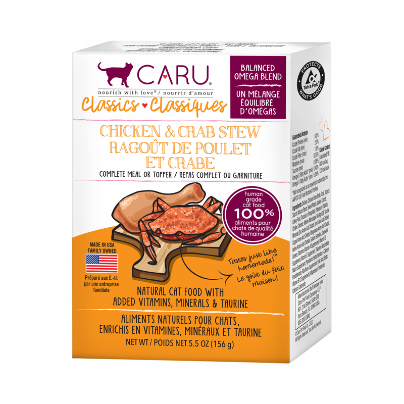 Nourriture pour chats humides - ragoût classique - poulet et crabe - 6 oz