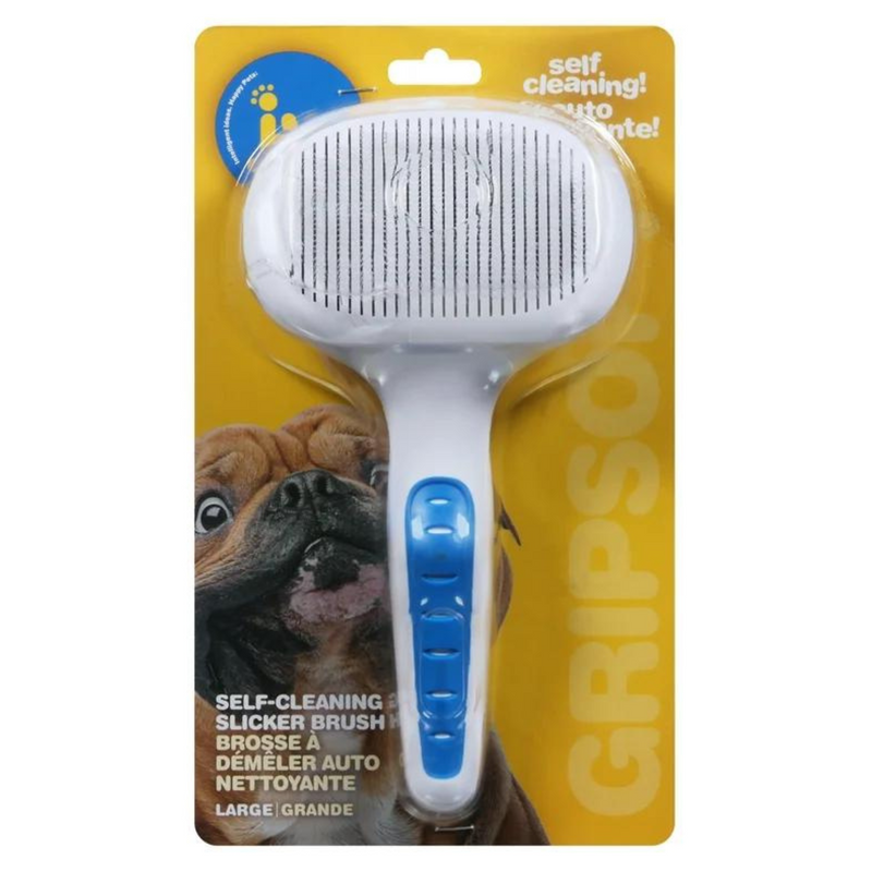 Gripsoft, brosse slickers auto-nettoyant pour chien