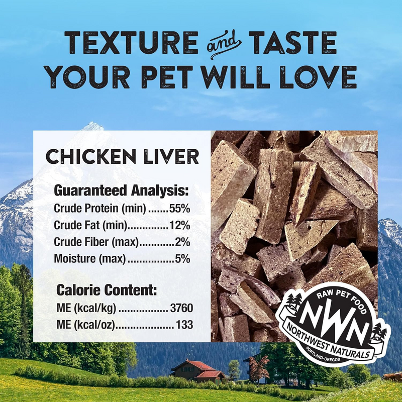 Freeze Dried Treat for Dogs & Cats - RAW REWARDS - Chicken Liver - 3 oz