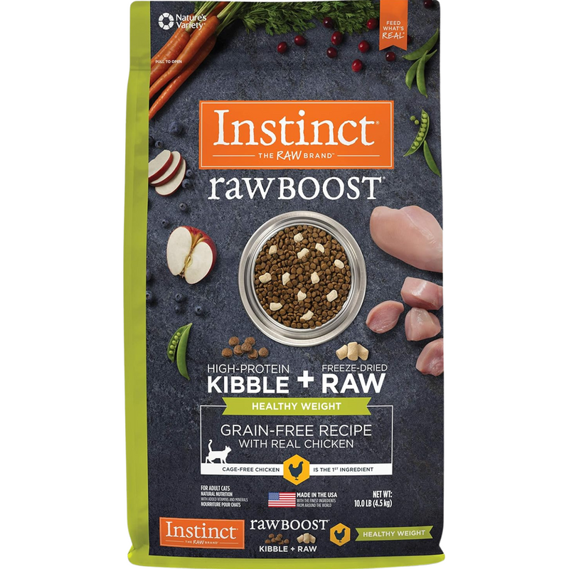 *(Please Use By 2027-01-13)* Dry Cat Food - RAW BOOST - Healthy Weight Recipe with Real Chicken - Adult - 10 Lb
