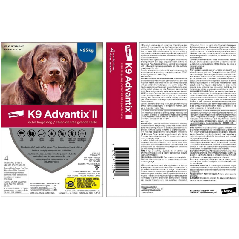 K9 Advantix II, Vet-Recommended Flea Treatment & Prevention For Extra Large Dogs (Over 25 kg)