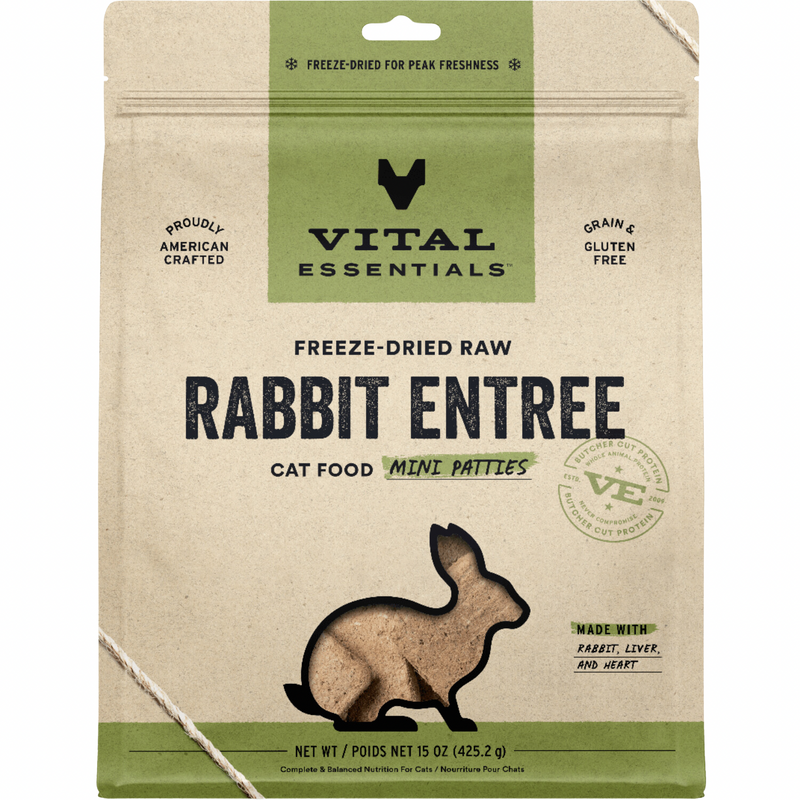 Nourriture pour chats lyophilisée - Rabbit Entree - Mini Patties - 8 oz