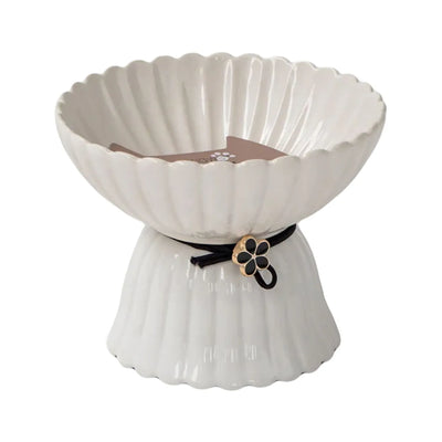 Ceramic Elevated Bowl - White & Black - 8.45 oz