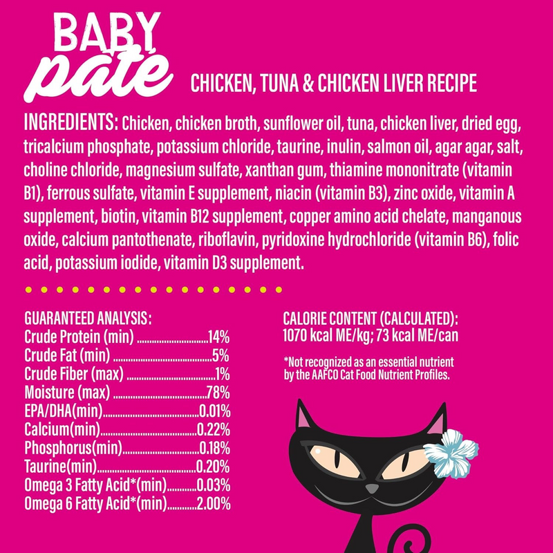 Canned Cat Food - BABY Pâté - Chicken, Tuna & Chicken Liver Recipe For Kittens - 2.4 oz