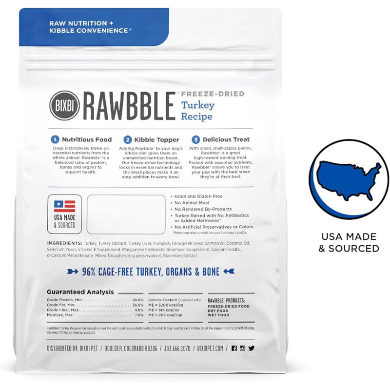 Freeze Dried Dog Food - RAWBBLE -  Turkey Recipe