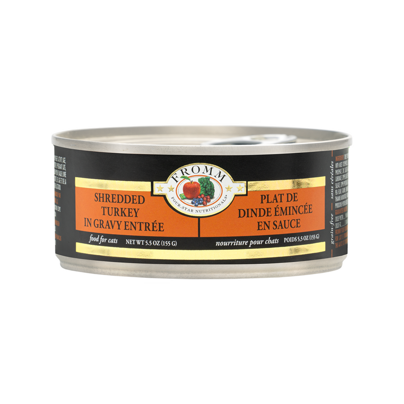 Canned Cat Food - FOUR STAR - Shredded Turkey in Gravy Entrée - 5.5 oz