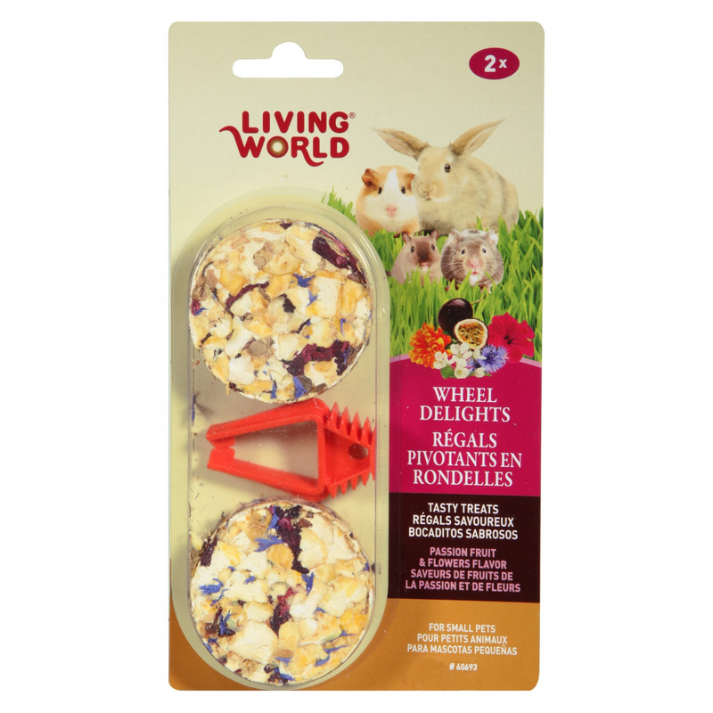 *Little Damaged* Small Animal Treat - WHEEL DELIGHTS - Passion Fruits & Flowers - 2 pack *Pickup Only*