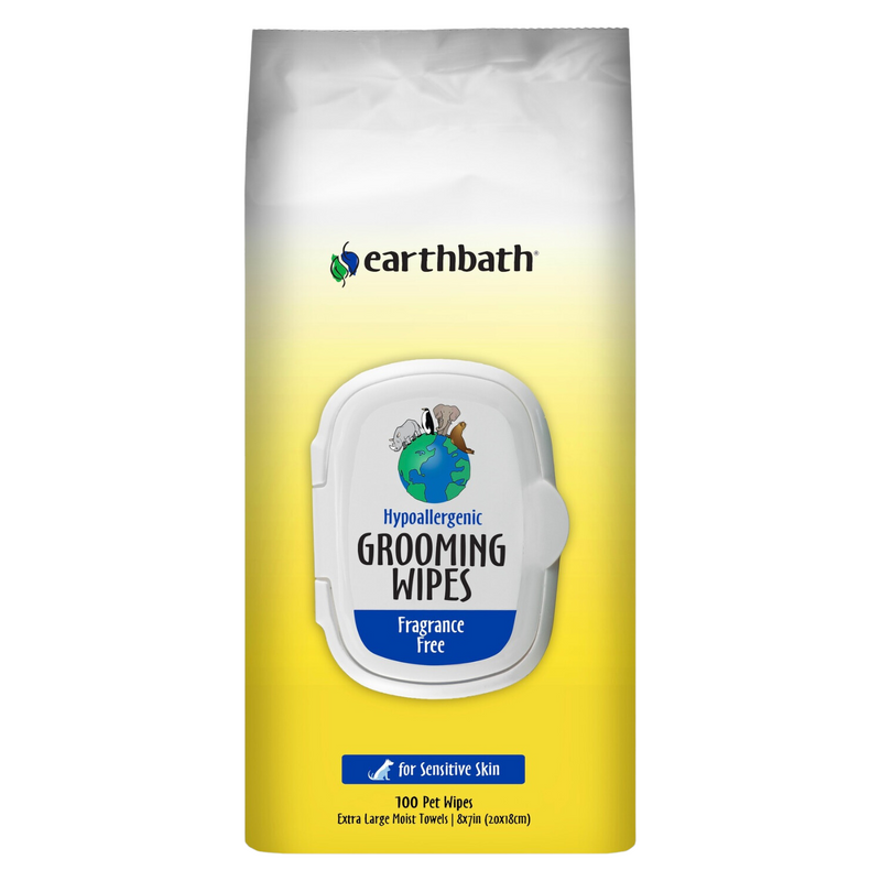 Dog & Cat Grooming Wipes - Hypoallergenic (Fragrance Free) - 100 ct