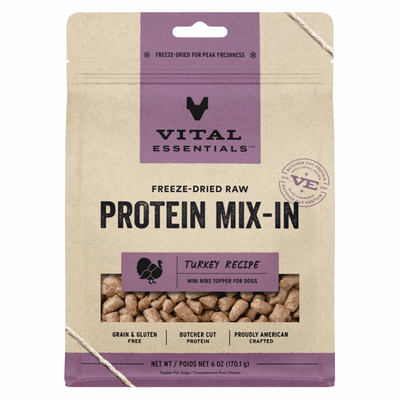 Freeze Dried Dog Food Topper, PROTEIN MIX-IN, Turkey Recipe - Mini Nibs