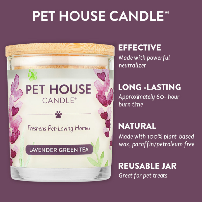 Pet House - 100% de cire de soja naturel Bougie - Lavande Thé Vert - Grand 8,5 oz