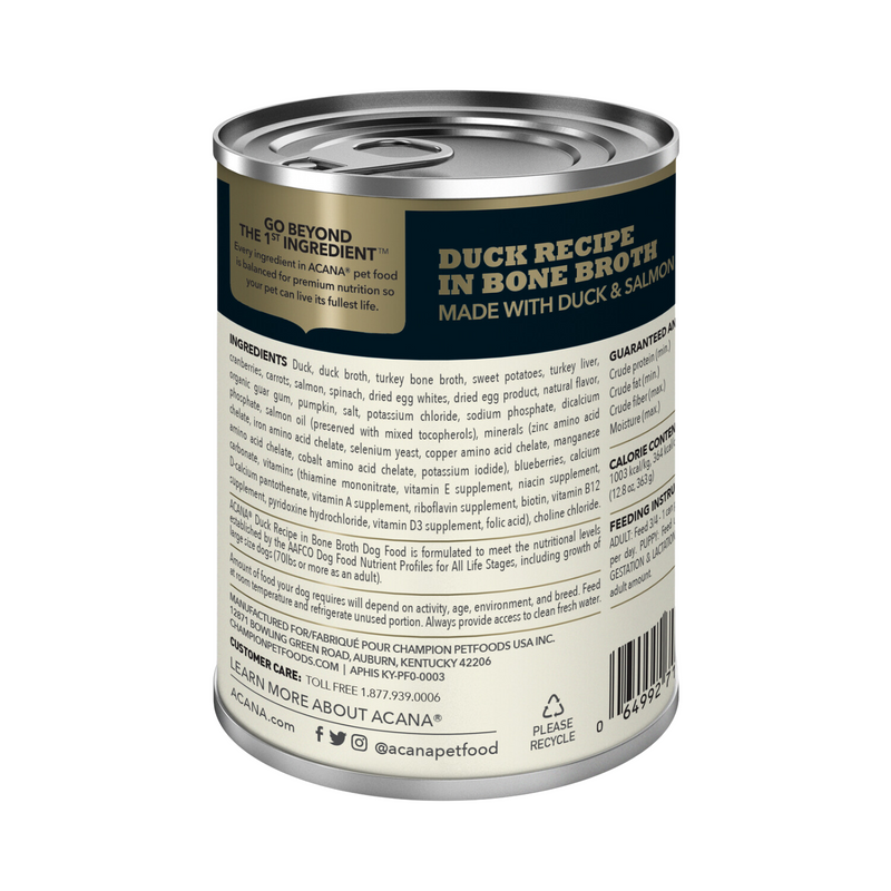 Canned Dog Food - Chunks - Duck Recipe in Bone Broth - 363 g