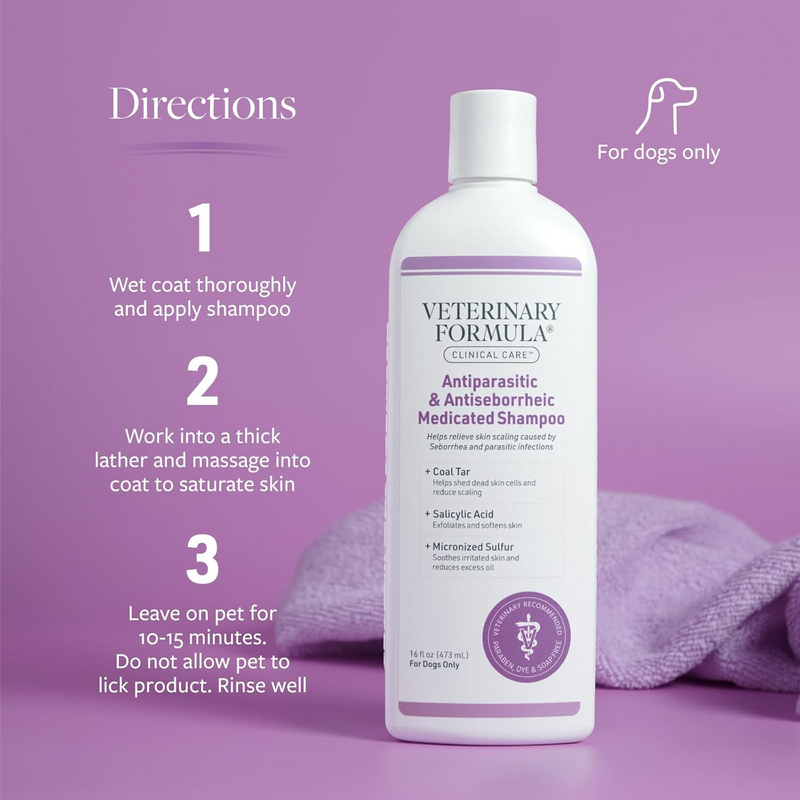 Shampooing médicamenteux antiparasite et antisborrhéique - 16 Floz