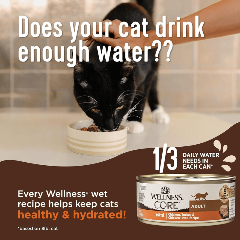 Canned Cat Food - CORE+, Classic Pâté - INDOOR Chicken & Chicken Liver Recipe - 5.5 oz - J & J Pet Club - Wellness