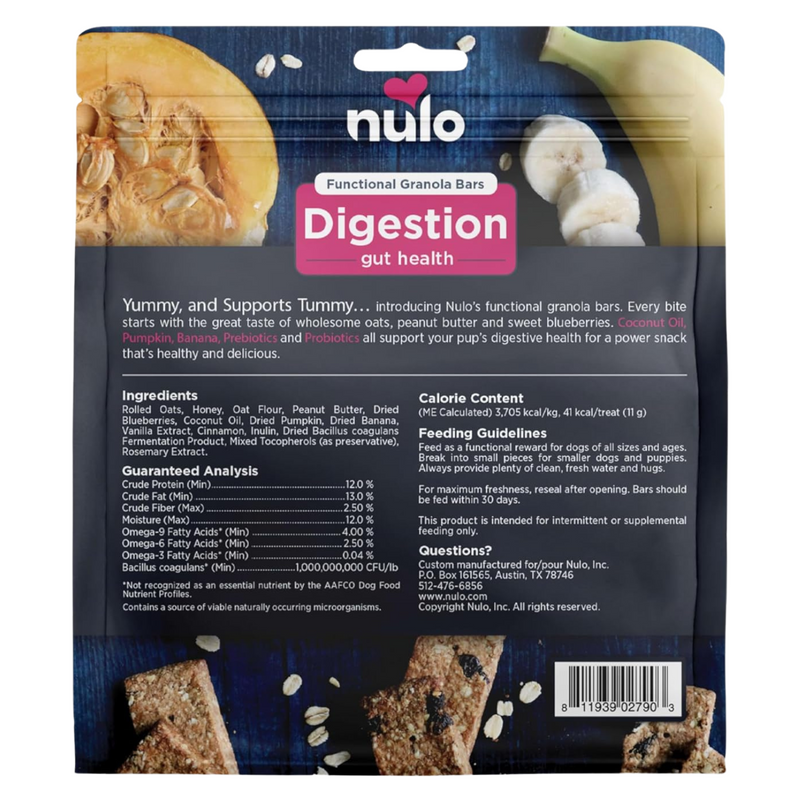 Slow Baked Dog Treat - Functional Granola Bars - Digestion Gut Health