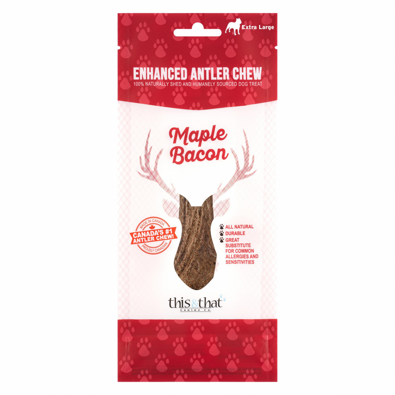 Natural Dog Chews - Enhanced Antler Chew - Maple Bacon