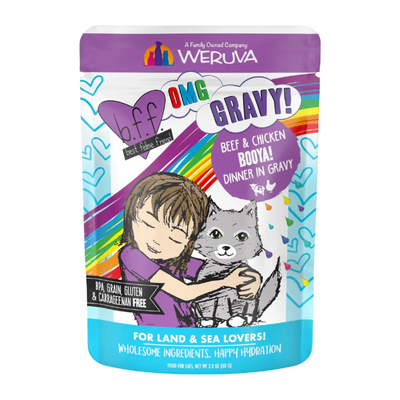 Wet Cat Food - BFF OMG - Booya! - Beef & Chicken Dinner in Gravy - 2.8 oz pouch