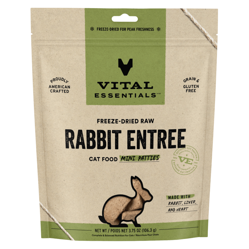 Nourriture pour chats lyophilisée - Rabbit Entree - Mini Patties - 8 oz