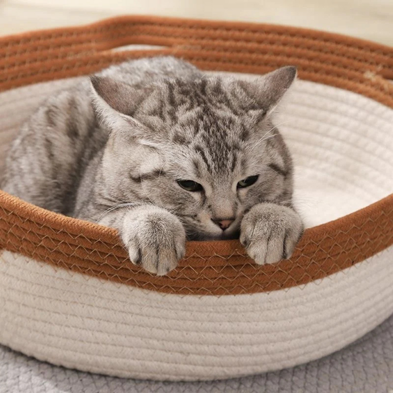 Cotton Rope Woven Cat Bed with Cushion