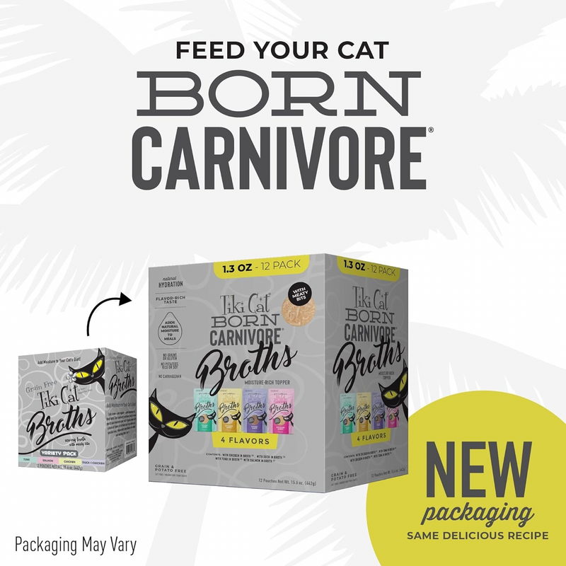 Wet Cat Food Topper - BORN CARNIVORE - Variety Pack - 1.3 oz pouch, pack of 12