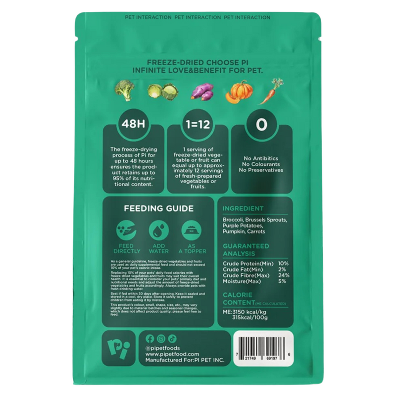 Topper de légumes lyophilisés pour les chiens et les chats - Végétal quotidien mélangé - 3,5 oz