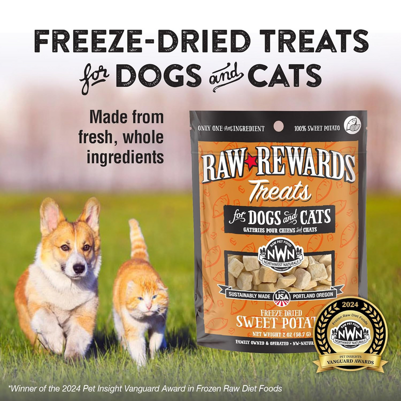 Freeze Dried Treat for Dogs & Cats - RAW REWARDS - Sweet Potato - 2 oz