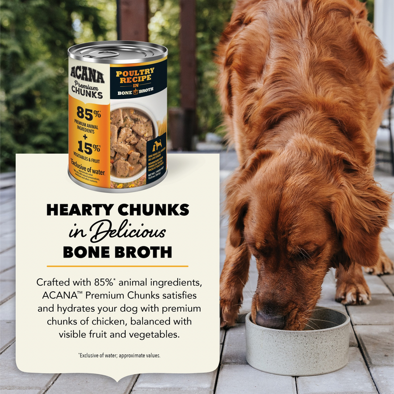 Canned Dog Food - Chunks - Poultry Recipe in Bone Broth - 363 g