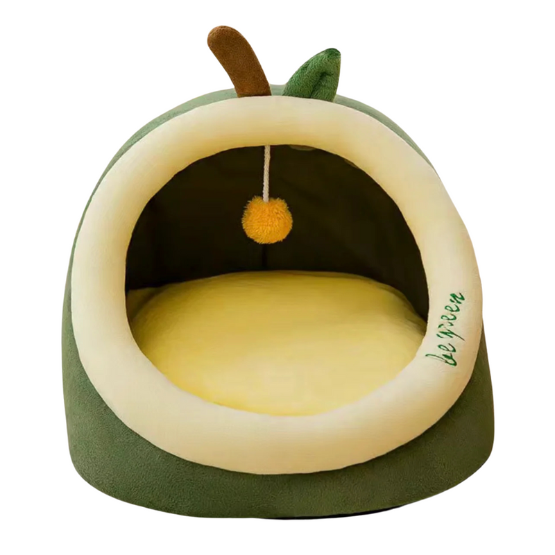 Semi-Closed Avocado Cat Bed with Cushion, Large