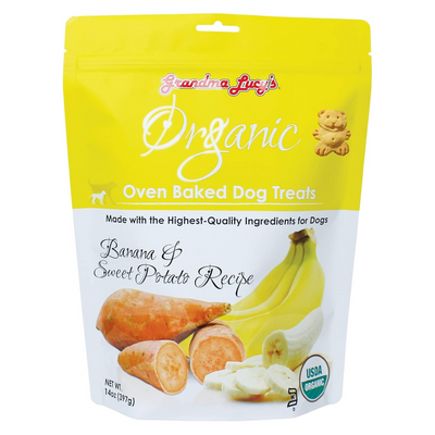 Organic Oven Baked Dog Treats - Banana & Sweet Potato Recipe - 14 oz