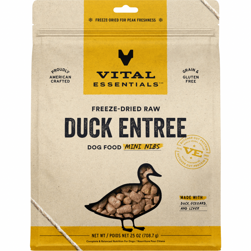 Nourriture pour chiens séchées - entrée de canard - Mini Nibs