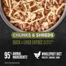 Canned Cat Food - CHUNKS & SHREDS - Duck & Liver Entrée