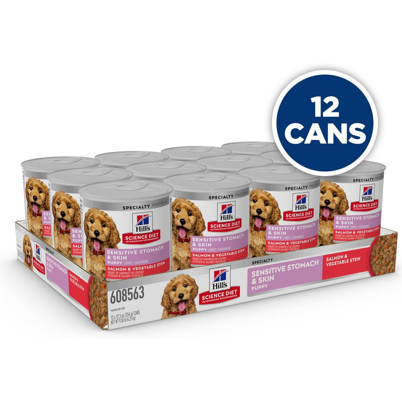 Canned Dog Food - Puppy - Sensitive Stomach & Skin - Salmon & Vegetable Stew - 12.5 oz