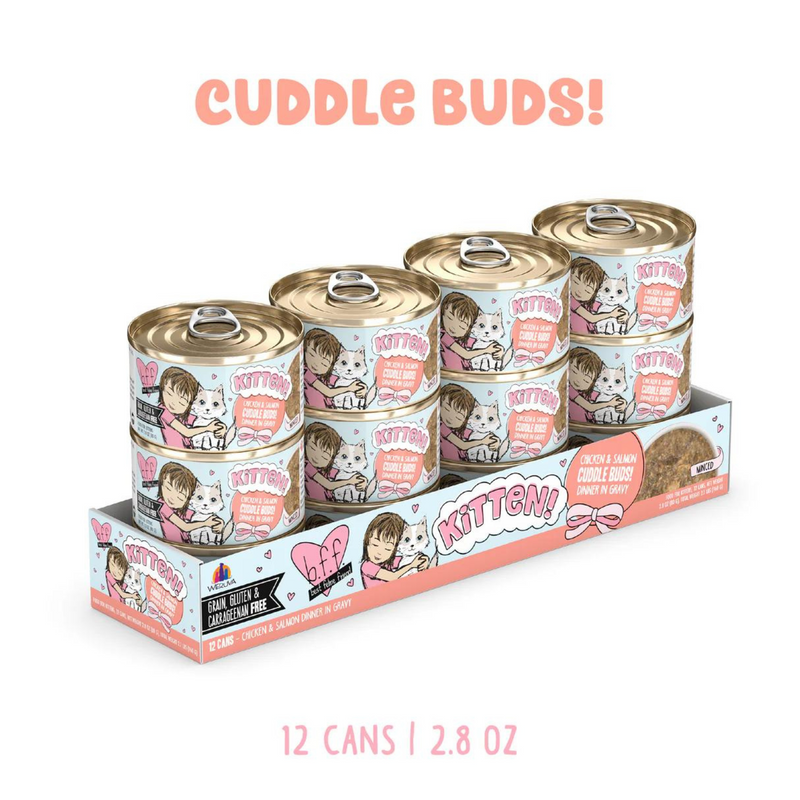 Canned Cat Food - BFF KITTEN - Chicken & Salmon Cuddle Buds! - in Gravy - 2.8 oz