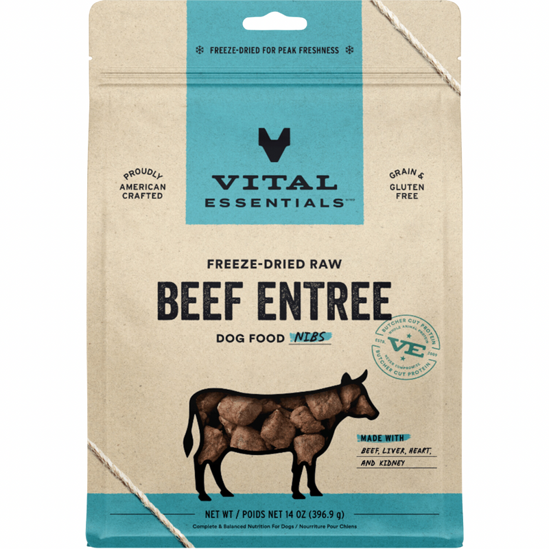 Freeze Dried Dog Food - Beef Entree - Nibs - 14 oz